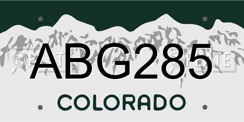 ABG285 Colorado License Plate