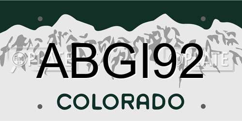 ABGI92 Colorado License Plate