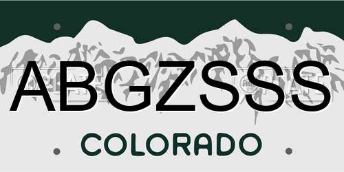 ABGZSSS Colorado License Plate