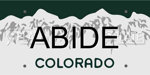 ABIDE Colorado License Plate