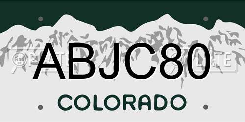 ABJC80 Colorado License Plate