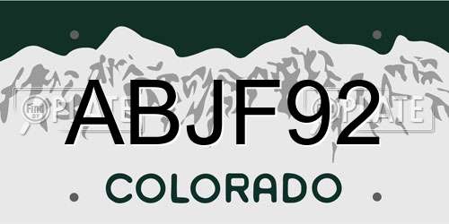 ABJF92 Colorado License Plate