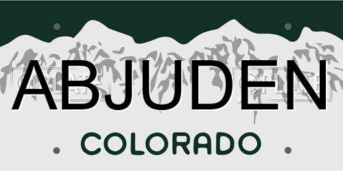 ABJUDEN Colorado License Plate