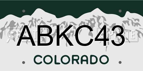 ABKC43 Colorado License Plate