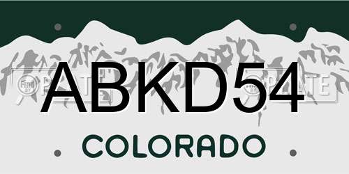 ABKD54 Colorado License Plate