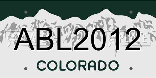 ABL2012 Colorado License Plate