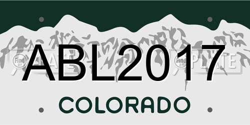 ABL2017 Colorado License Plate