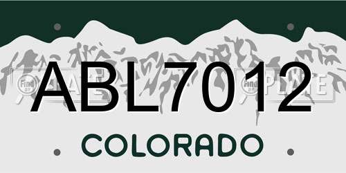 ABL7012 Colorado License Plate