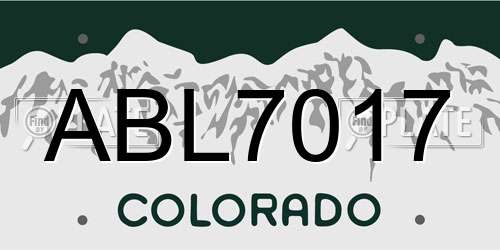 ABL7017 Colorado License Plate
