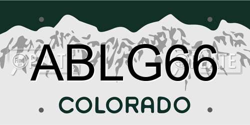 ABLG66 Colorado License Plate