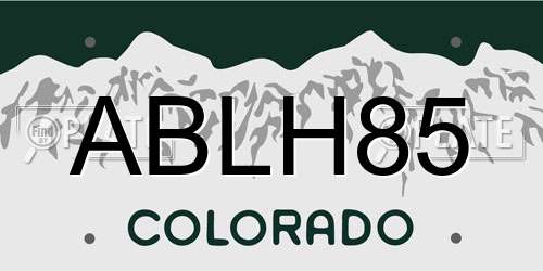 ABLH85 Colorado License Plate