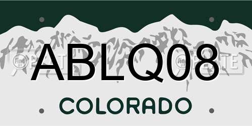 ABLQ08 Colorado License Plate
