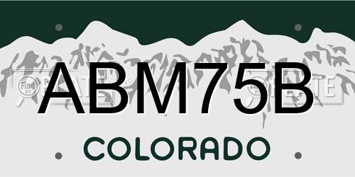 ABM75B Colorado License Plate