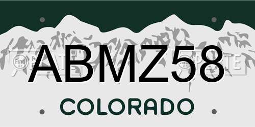 ABMZ58 Colorado License Plate