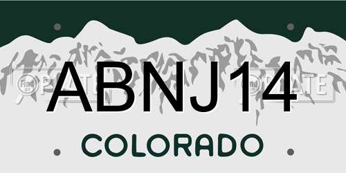 ABNJ14 Colorado License Plate