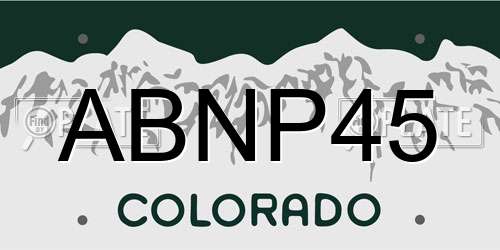 ABNP45 Colorado License Plate