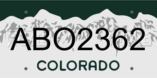 ABO2362 Colorado License Plate