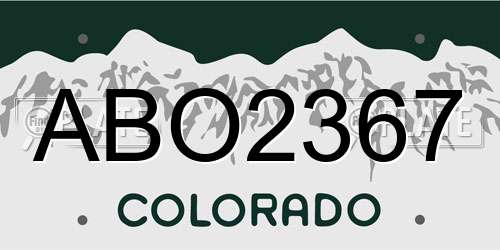 ABO2367 Colorado License Plate