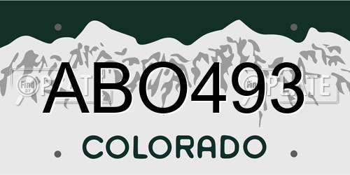 ABO493 Colorado License Plate