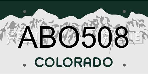 ABO508 Colorado License Plate
