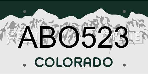 ABO523 Colorado License Plate