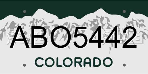 ABO5442 Colorado License Plate