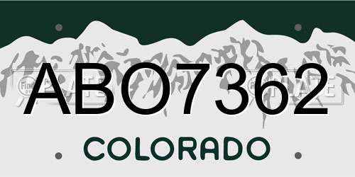 ABO7362 Colorado License Plate