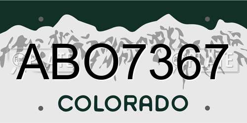 ABO7367 Colorado License Plate