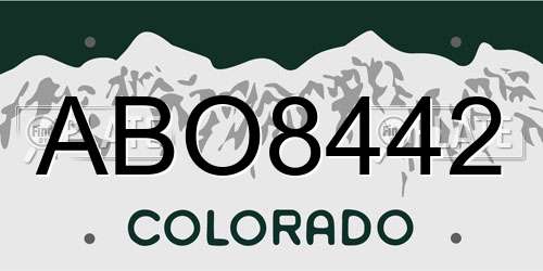 ABO8442 Colorado License Plate