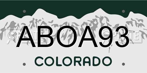 ABOA93 Colorado License Plate