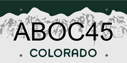 ABOC45 Colorado License Plate