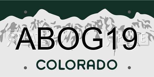 ABOG19 Colorado License Plate