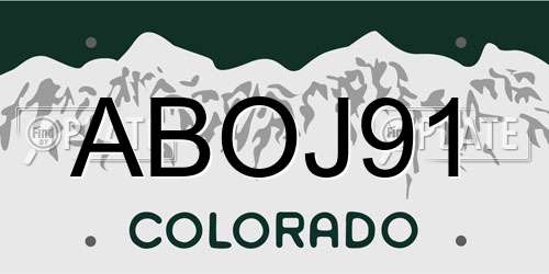 ABOJ91 Colorado License Plate