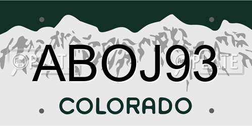 ABOJ93 Colorado License Plate