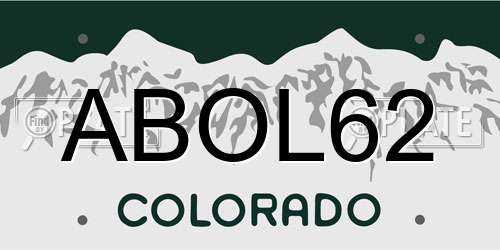 ABOL62 Colorado License Plate