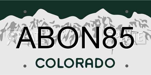 ABON85 Colorado License Plate