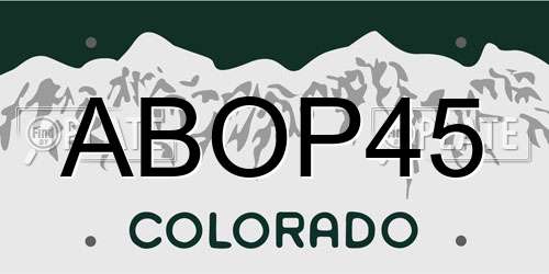 ABOP45 Colorado License Plate
