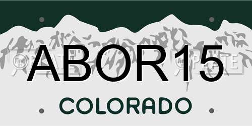 ABOR15 Colorado License Plate