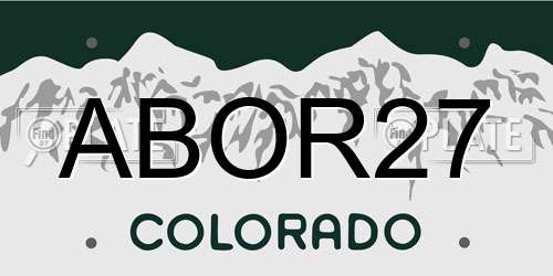 ABOR27 Colorado License Plate