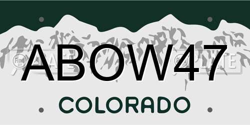 ABOW47 Colorado License Plate