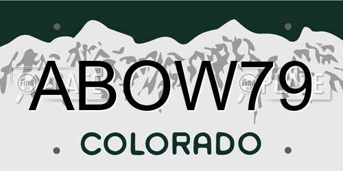 ABOW79 Colorado License Plate