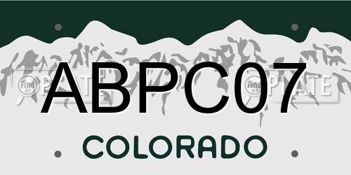 ABPC07 Colorado License Plate