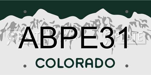 ABPE31 Colorado License Plate