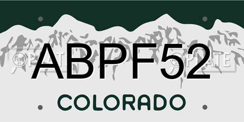 ABPF52 Colorado License Plate