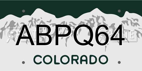 ABPQ64 Colorado License Plate