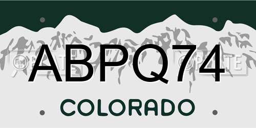 ABPQ74 Colorado License Plate