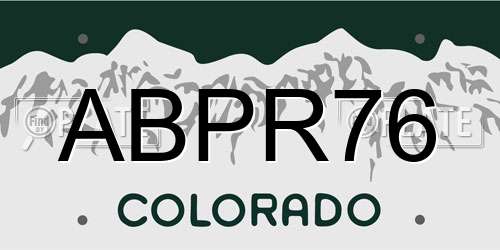 ABPR76 Colorado License Plate