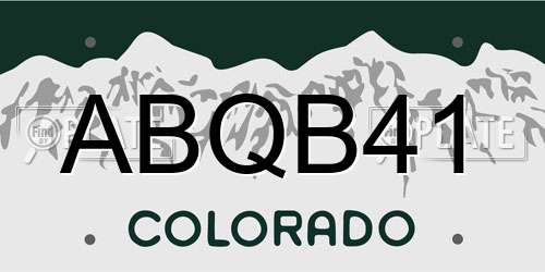 ABQB41 Colorado License Plate