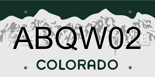 ABQW02 Colorado License Plate