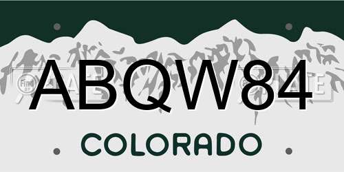ABQW84 Colorado License Plate